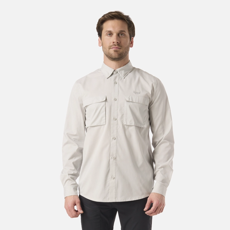 CAMISA HOMBRE ROSSELOT LONG SLEEVE Q-DRY SHIRT GRIS CLARO LIPPI V26 - 1