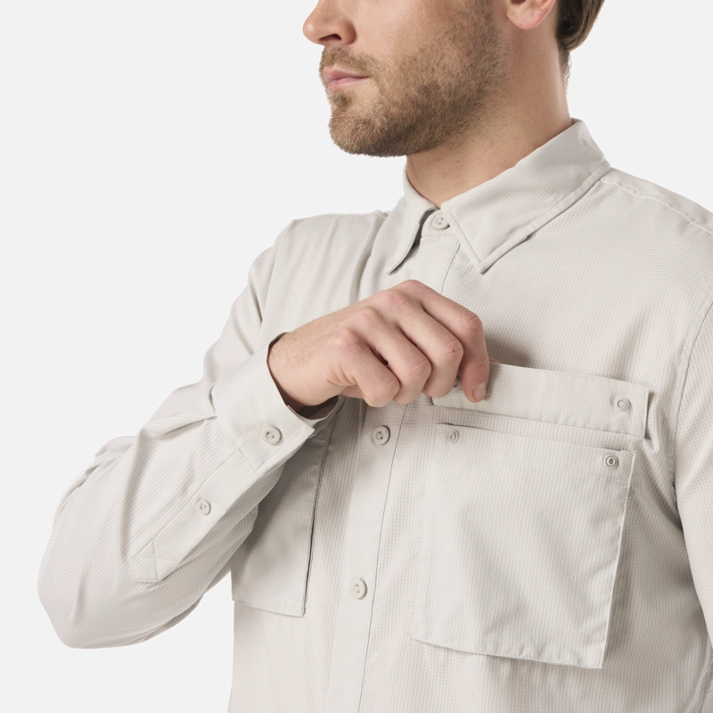 CAMISA HOMBRE ROSSELOT LONG SLEEVE Q-DRY SHIRT GRIS CLARO LIPPI V26 - 4