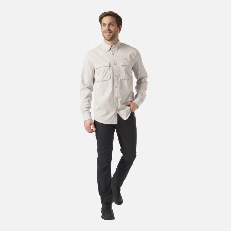 CAMISA HOMBRE ROSSELOT LONG SLEEVE Q-DRY SHIRT GRIS CLARO LIPPI V26 - 7