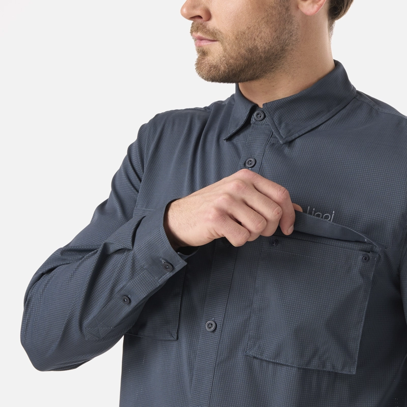 CAMISA HOMBRE ROSSELOT LONG SLEEVE Q-DRY SHIRT AZUL MARINO LIPPI - 4