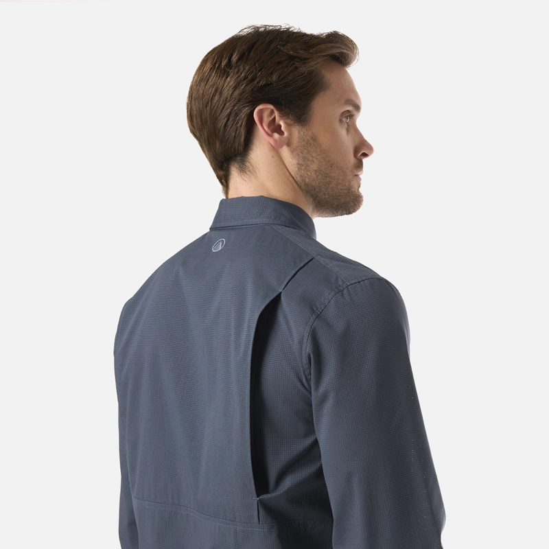 CAMISA HOMBRE ROSSELOT LONG SLEEVE Q-DRY SHIRT AZUL MARINO LIPPI - 5