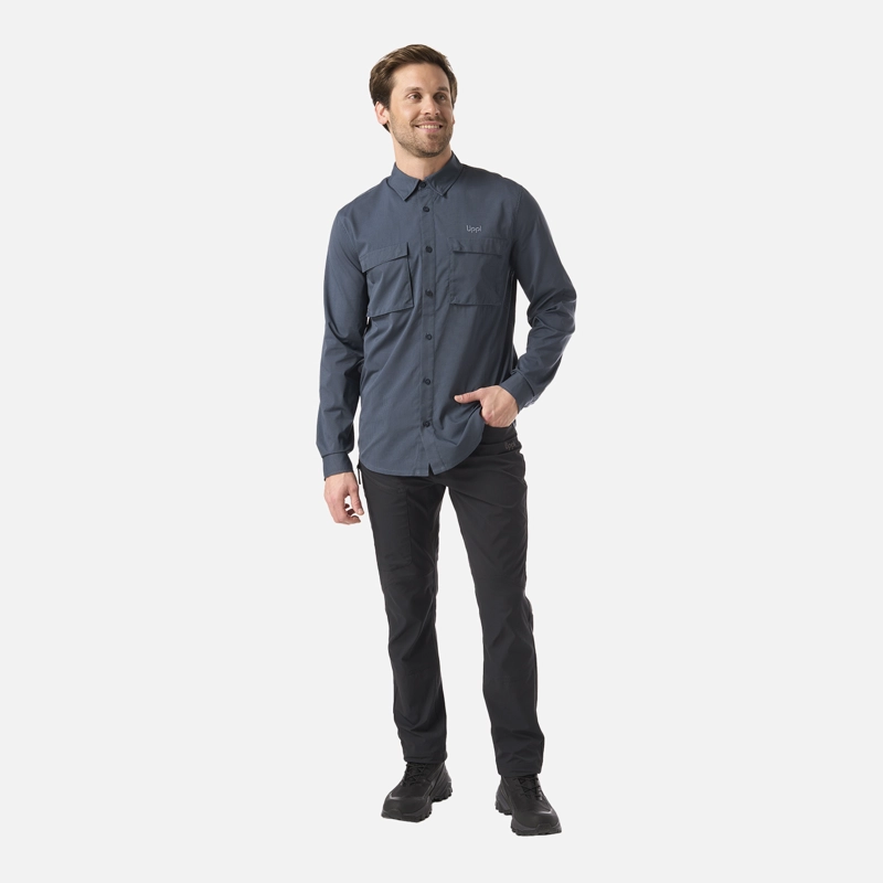 CAMISA HOMBRE ROSSELOT LONG SLEEVE Q-DRY SHIRT AZUL MARINO LIPPI - 7