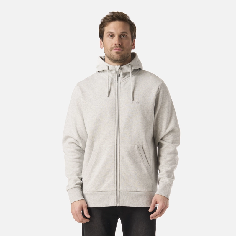 POLERON HOMBRE ULMO FULL ZIP HOODY SWEATSHIRT GRIS MELANGE LIPPI V26 - 1