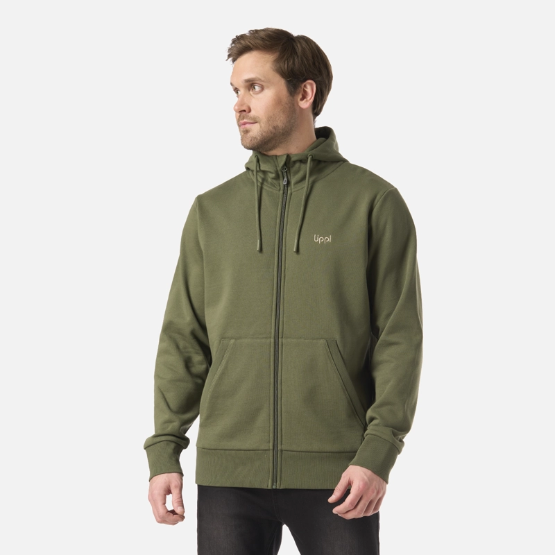 POLERON HOMBRE ULMO FULL ZIP HOODY SWEATSHIRT VERDE MUSGO LIPPI - 1