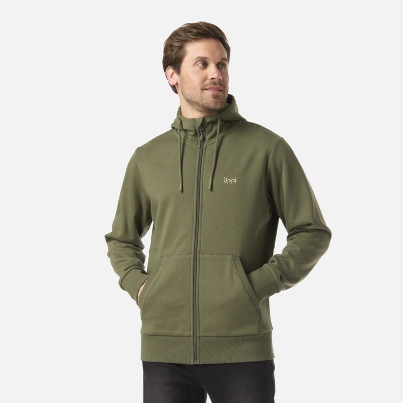 POLERON HOMBRE ULMO FULL ZIP HOODY SWEATSHIRT VERDE MUSGO LIPPI - 2