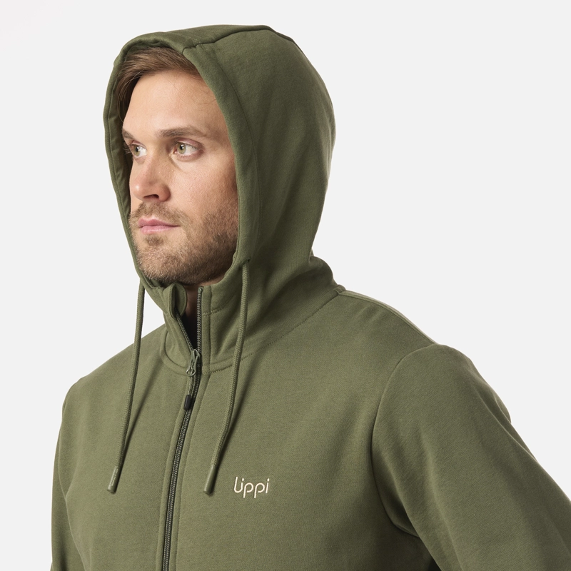 POLERON HOMBRE ULMO FULL ZIP HOODY SWEATSHIRT VERDE MUSGO LIPPI - 4
