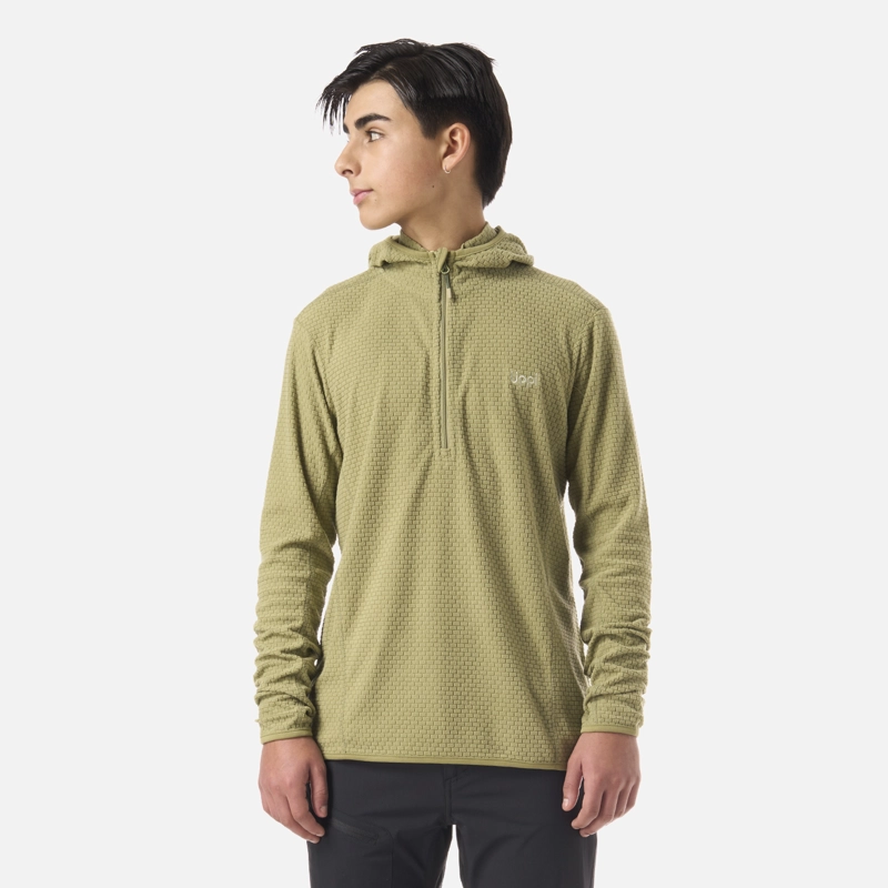 POLERON TEEN BOY MILD NANO-F 1/4 ZIP HOODY VERDE LIPPI - 1