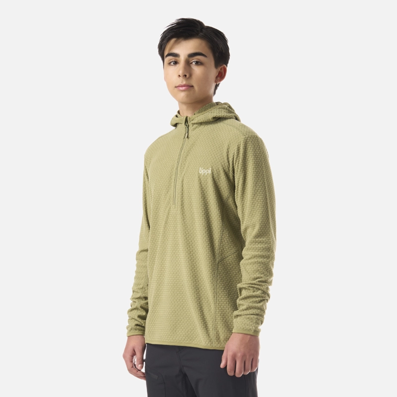 POLERON TEEN BOY MILD NANO-F 1/4 ZIP HOODY VERDE LIPPI - 2