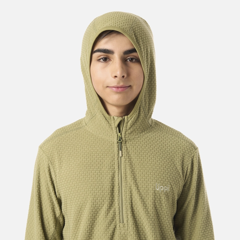 POLERON TEEN BOY MILD NANO-F 1/4 ZIP HOODY VERDE LIPPI - 4