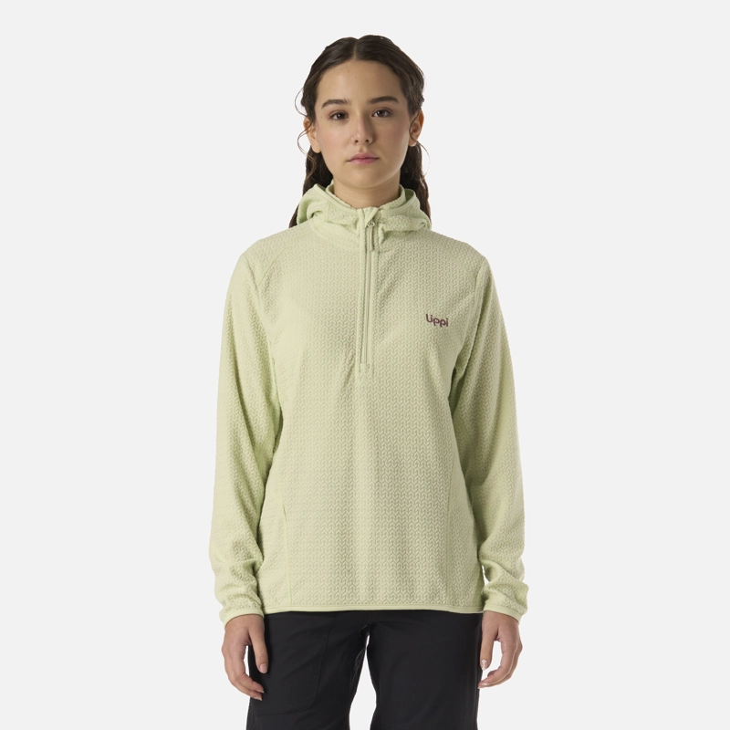 POLERON TEEN GIRL MILD NANO-F 1/4 ZIP HOODY GRIS / VERDE LIPPI V26 - 1