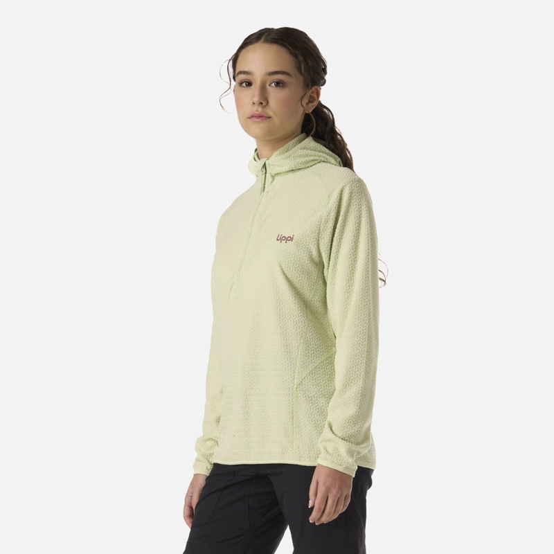 POLERON TEEN GIRL MILD NANO-F 1/4 ZIP HOODY GRIS / VERDE LIPPI V26 - 2