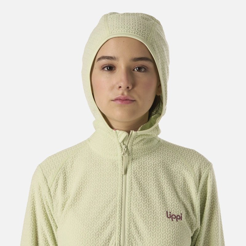 POLERON TEEN GIRL MILD NANO-F 1/4 ZIP HOODY GRIS / VERDE LIPPI V26 - 4