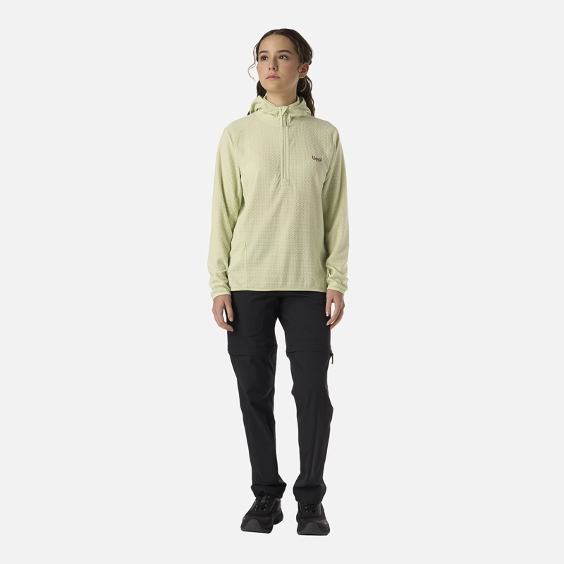 POLERON TEEN GIRL MILD NANO-F 1/4 ZIP HOODY GRIS / VERDE LIPPI V26 - 5