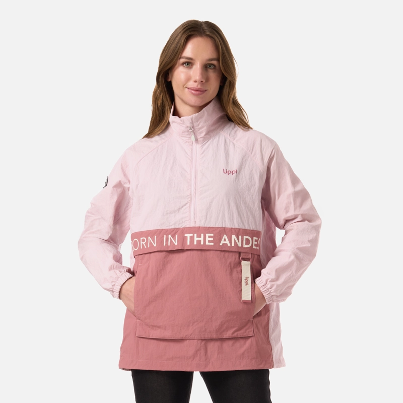 CHAQUETA MUJER WINDCITY WINDBREAKER 1/4 ZIP JACKET ROSA CLARO LIPPI - 1