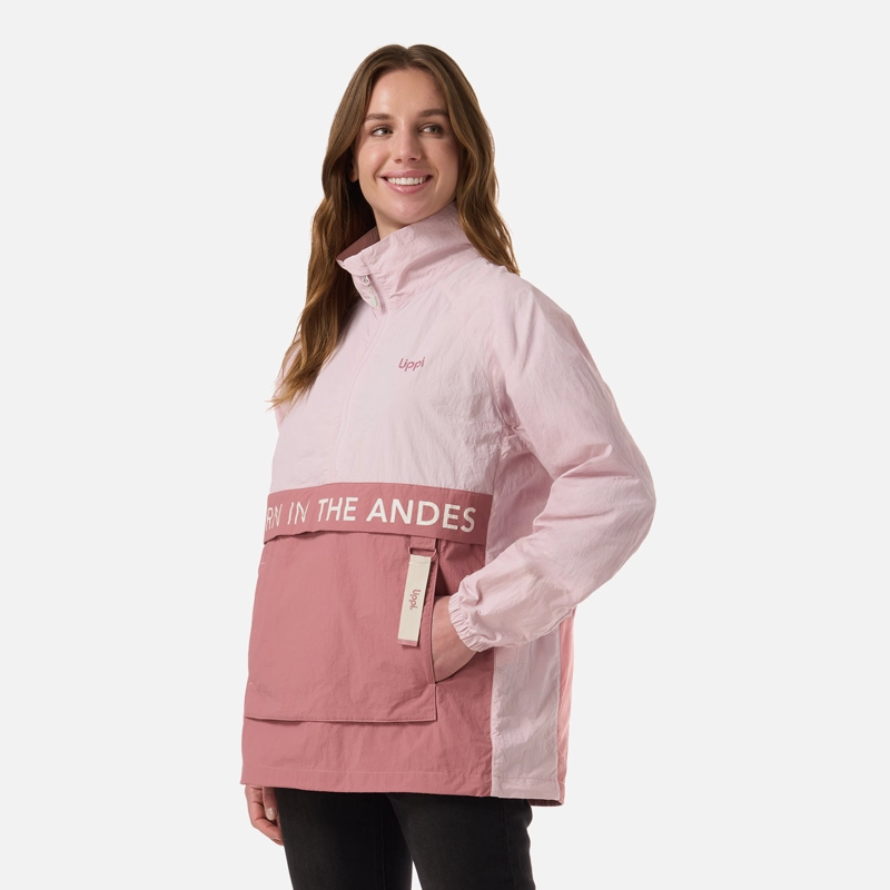 CHAQUETA MUJER WINDCITY WINDBREAKER 1/4 ZIP JACKET ROSA CLARO LIPPI - 2