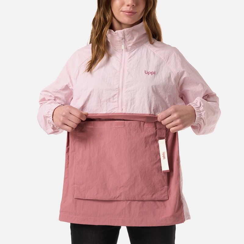 CHAQUETA MUJER WINDCITY WINDBREAKER 1/4 ZIP JACKET ROSA CLARO LIPPI - 5