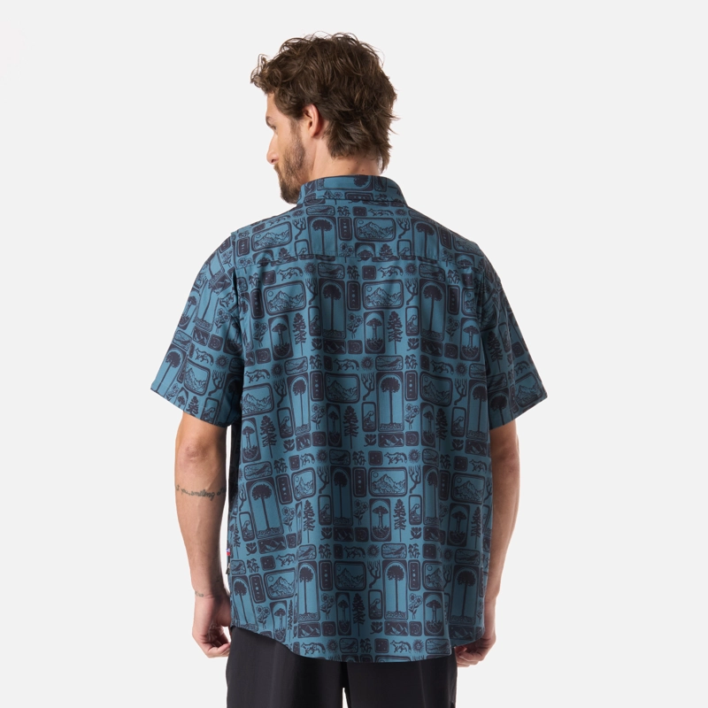 CAMISA HOMBRE CUMBRE MANGA CORTA PRINT TURQUESA HAKA HONU V26 - 3