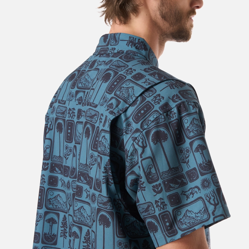 CAMISA HOMBRE CUMBRE MANGA CORTA PRINT TURQUESA HAKA HONU V26 - 5