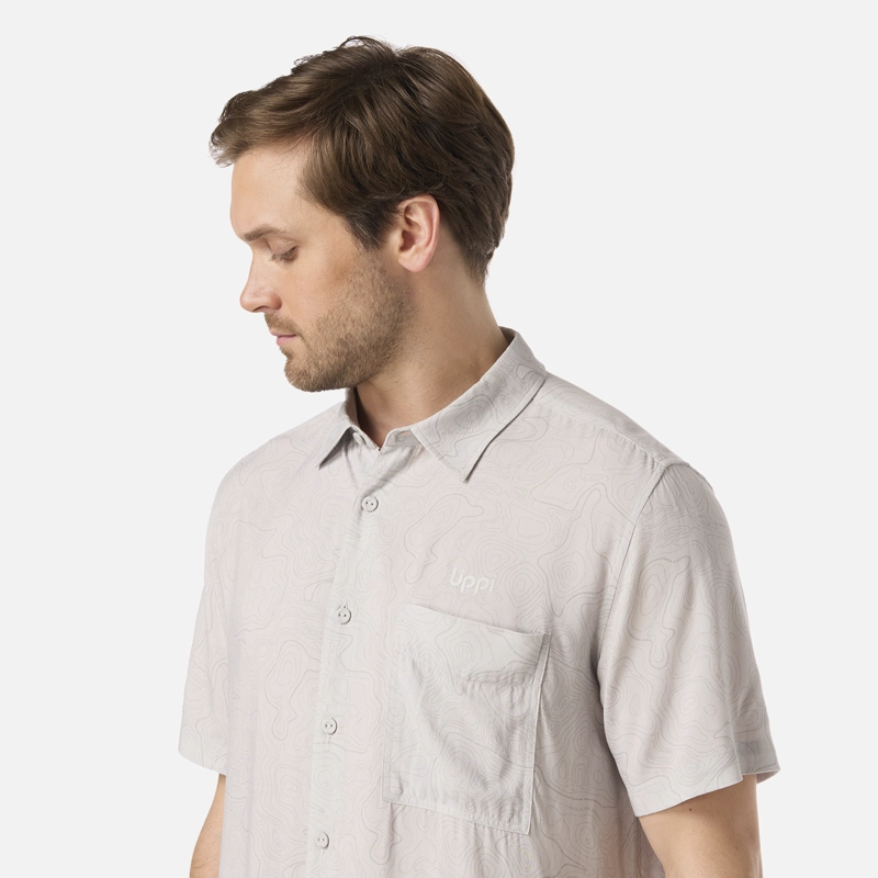 CAMISA HOMBRE SEASIDE SHORT SLEEVE SHIRT PRINT GRIS CLARO LIPPI V26 - 4