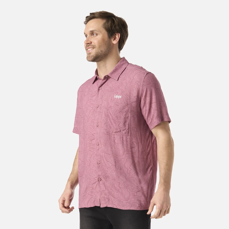 CAMISA HOMBRE SEASIDE SHORT SLEEVE SHIRT PRINT ROSA OSCURO LIPPI V26 - 2