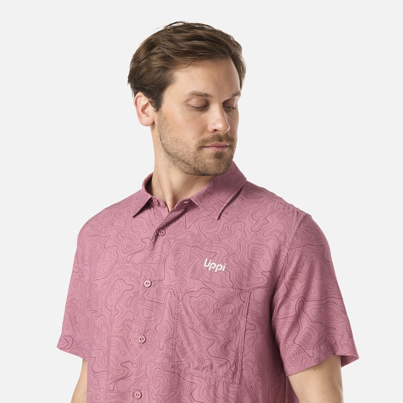 CAMISA HOMBRE SEASIDE SHORT SLEEVE SHIRT PRINT ROSA OSCURO LIPPI V26 - 4