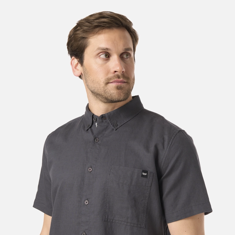 CAMISA HOMBRE TERRAIN LINEN SHIRT GRIS MEDIO LIPPI V26 - 4