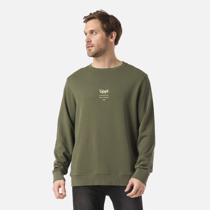 POLERON HOMBRE ULMO MID POINT CREWNECK SWEATSHIRT VERDE MUSGO LIPPI - 1