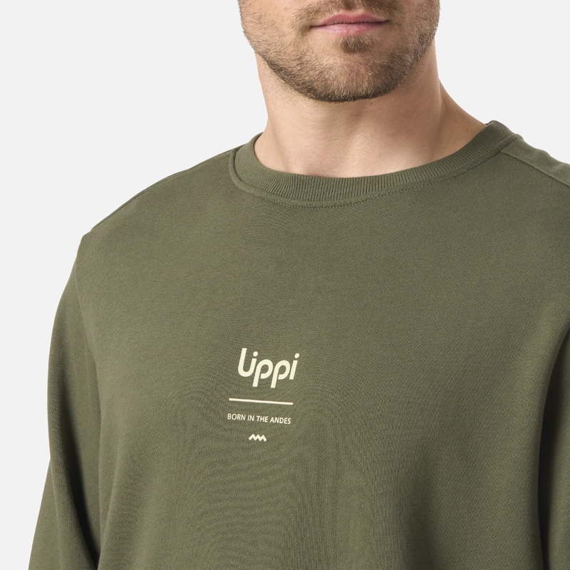 POLERON HOMBRE ULMO MID POINT CREWNECK SWEATSHIRT VERDE MUSGO LIPPI - 4