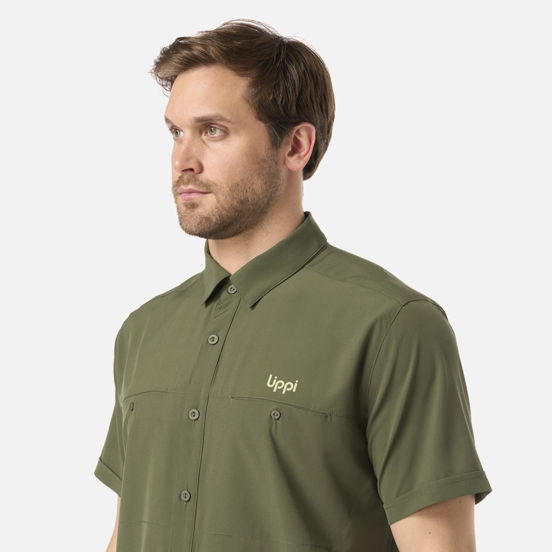 CAMISA HOMBRE WALLACE SHORT SLEEVE Q-DRY SHIRT VERDE MUSGO LIPPI V26 - 4