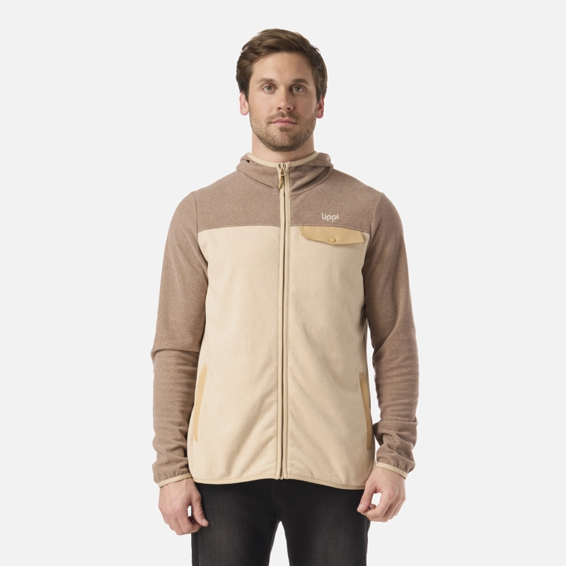 POLAR HOMBRE FIREPLACE FULL ZIP HOODY SWEATSHIRT BEIGE LIPPI V26 - 1