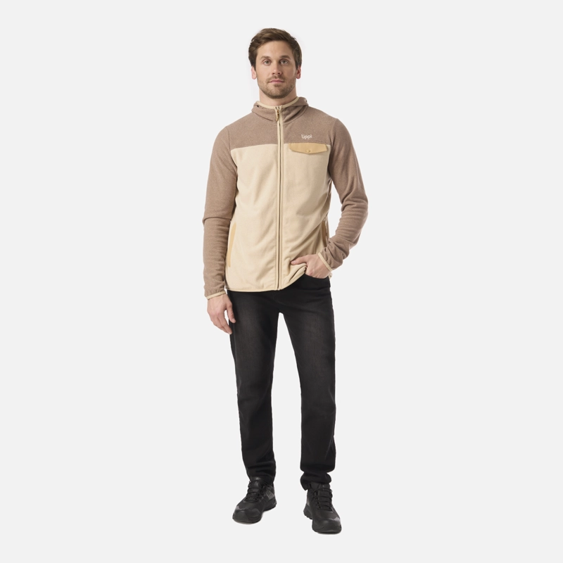 POLAR HOMBRE FIREPLACE FULL ZIP HOODY SWEATSHIRT BEIGE LIPPI V26 - 6
