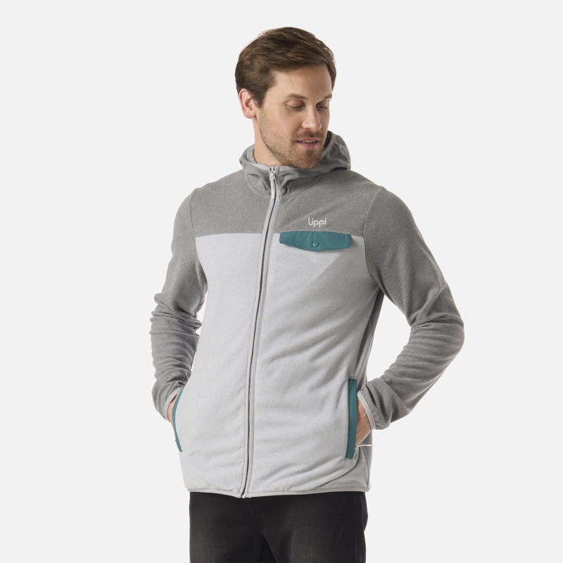 POLAR HOMBRE FIREPLACE FULL ZIP HOODY SWEATSHIRT GRIS LIPPI V26 - 2