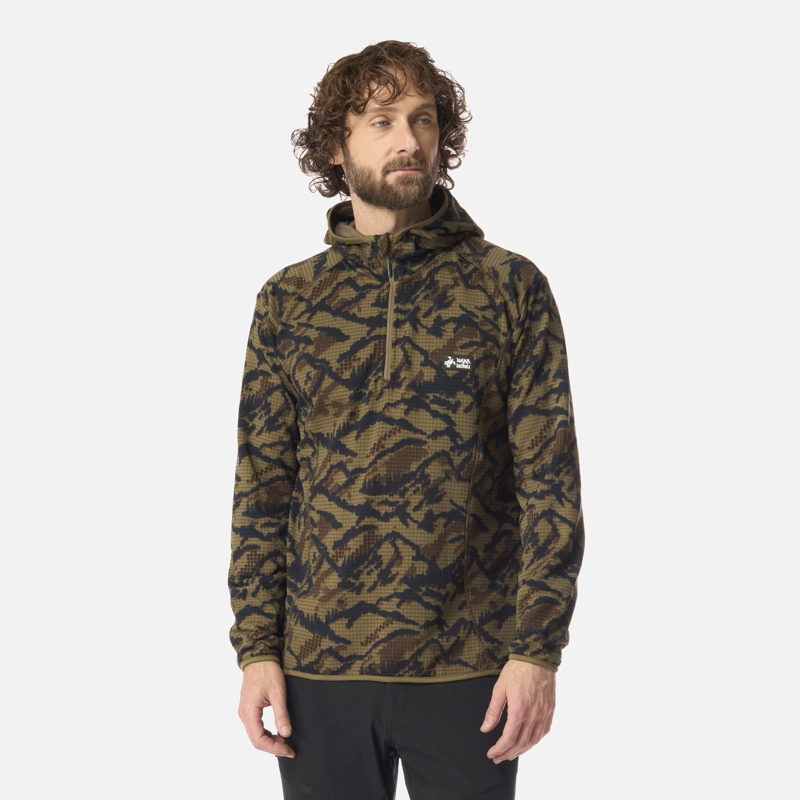 POLERON HOMBRE TAINA NUI PRINT VERDE OLIVA HAKA HONU - 1