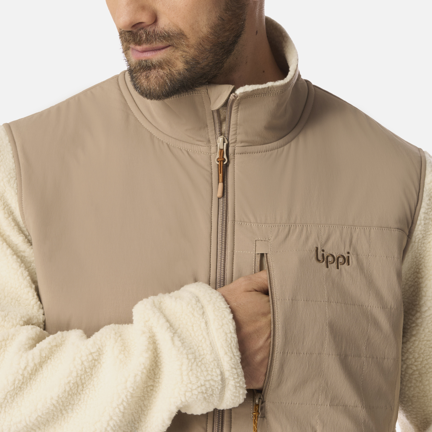 POLAR HOMBRE GLACIAR SHERPA-PRO JACKET BEIGE LIPPI I26 - 4