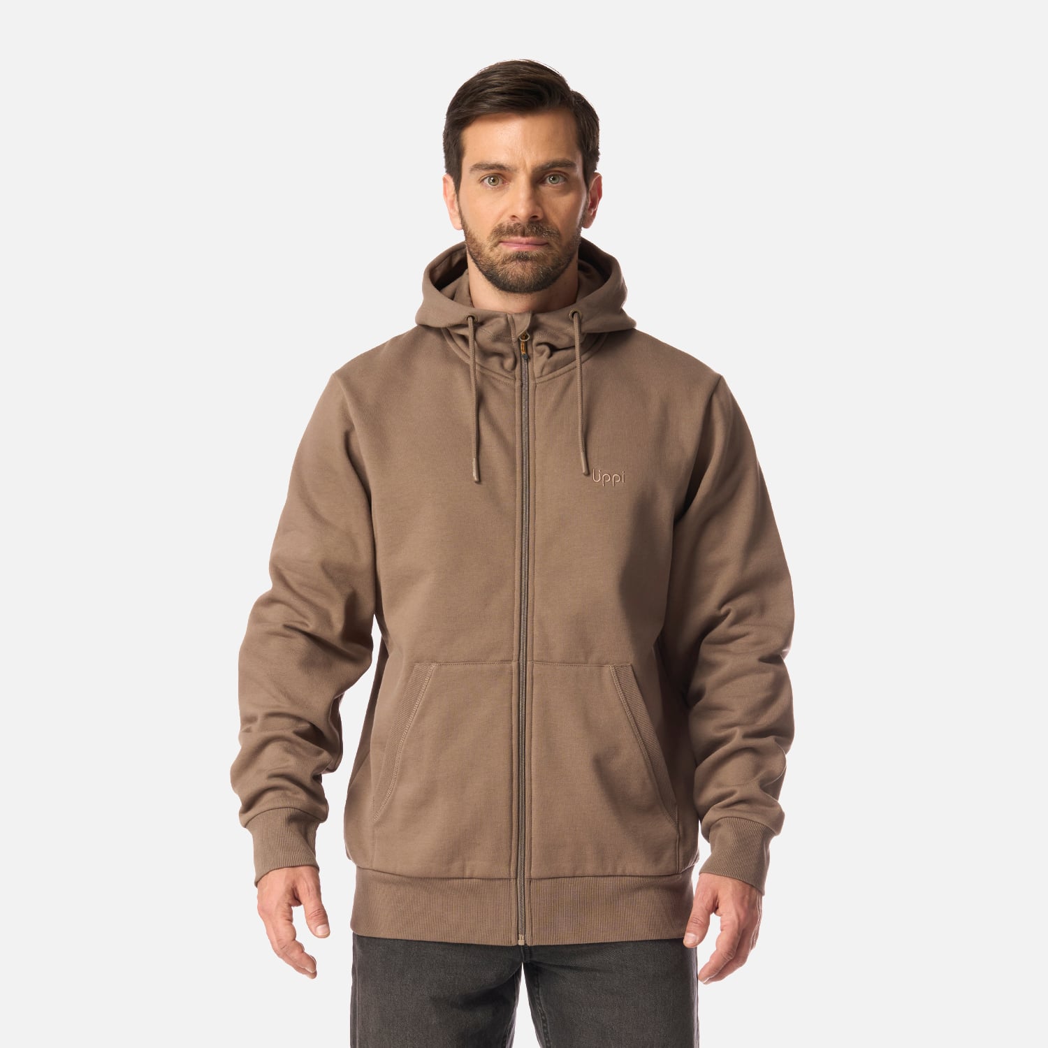 POLERON HOMBRE ULMO FULL ZIP HOODY SWEATSHIRT CAFE LIPPI I26 - 1