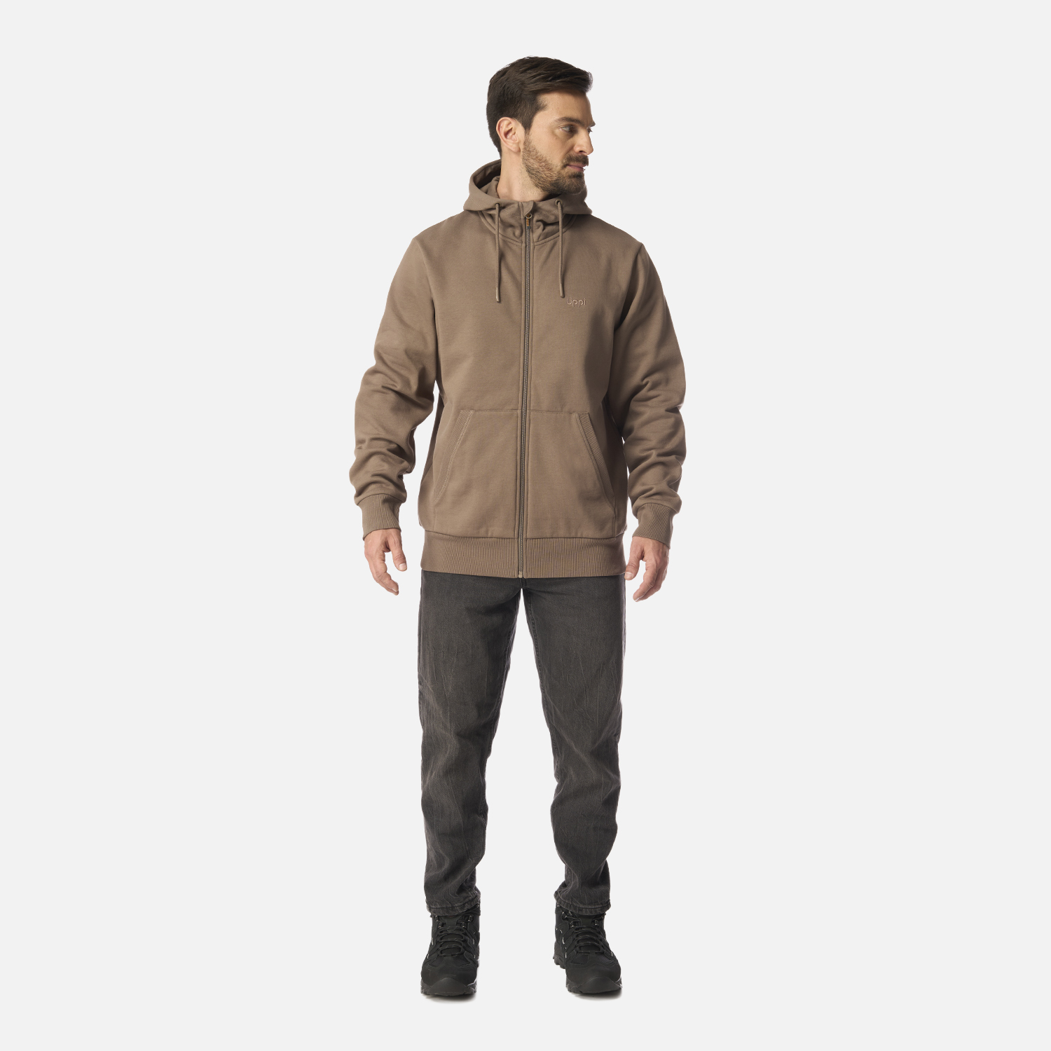 POLERON HOMBRE ULMO FULL ZIP HOODY SWEATSHIRT CAFE LIPPI I26 - 6