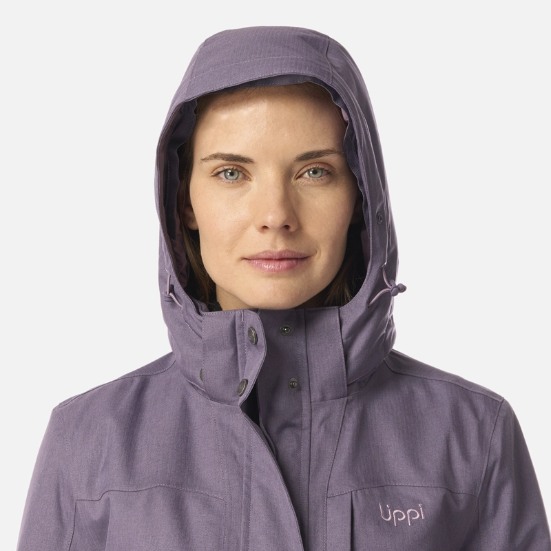 CHAQUETA MUJER ROBLE B-DRY HOODY JACKET VIOLETA MELANGE LIPPI - 6