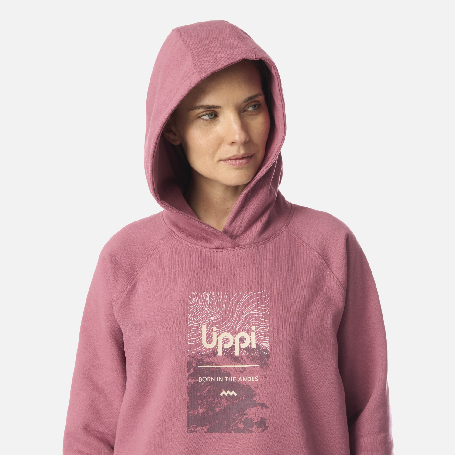 POLERON MUJER INSIGNE HOODY SWEATSHIRT FRONT PRINT ROSA OSCURO LIPPI I26 - 4