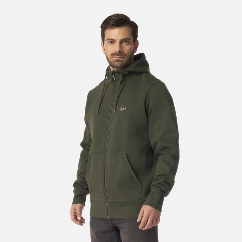 POLERON HOMBRE ULMO FULL ZIP HOODY SWEATSHIRT VERDE MILITAR LIPPI I26 - 2