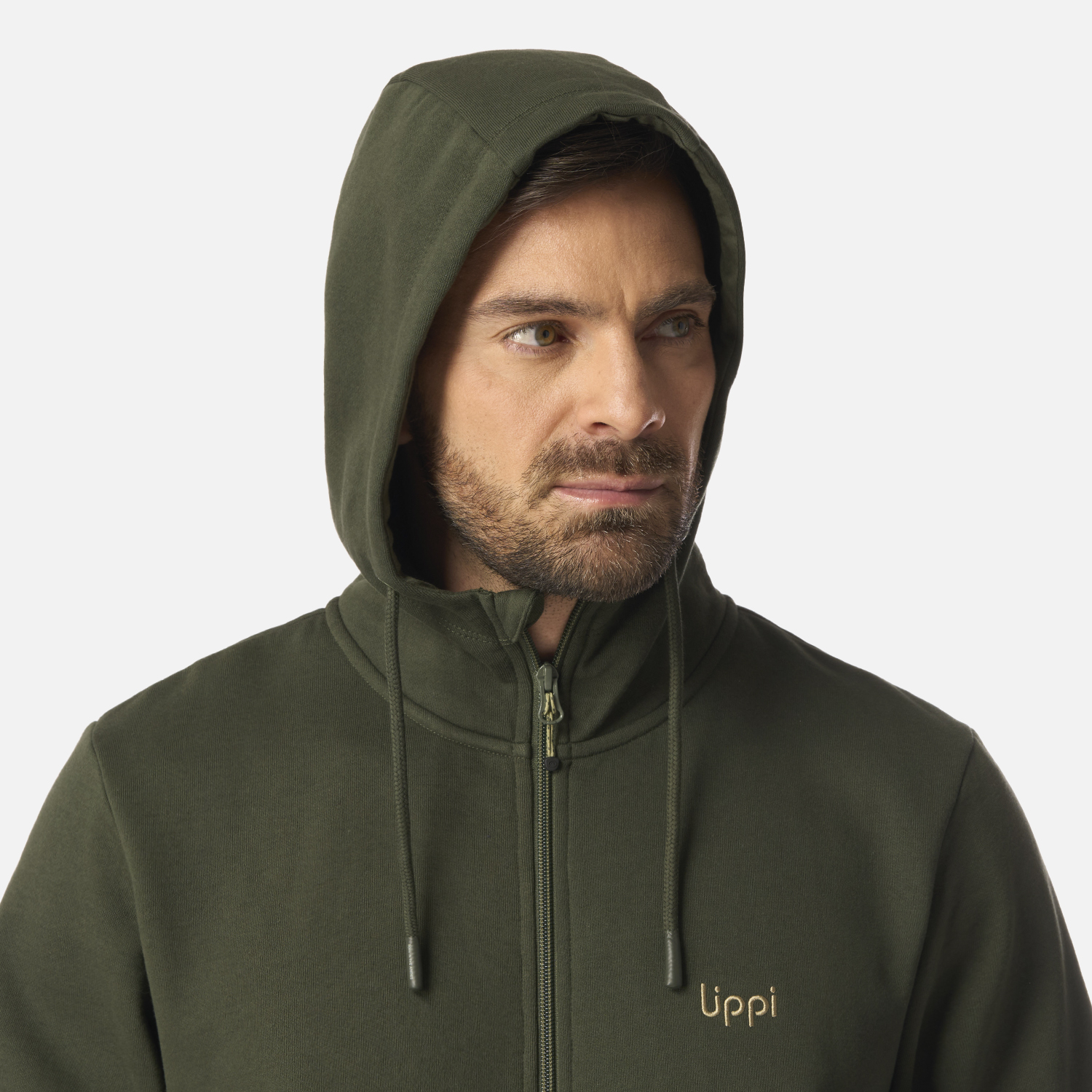 POLERON HOMBRE ULMO FULL ZIP HOODY SWEATSHIRT VERDE MILITAR LIPPI I26 - 4
