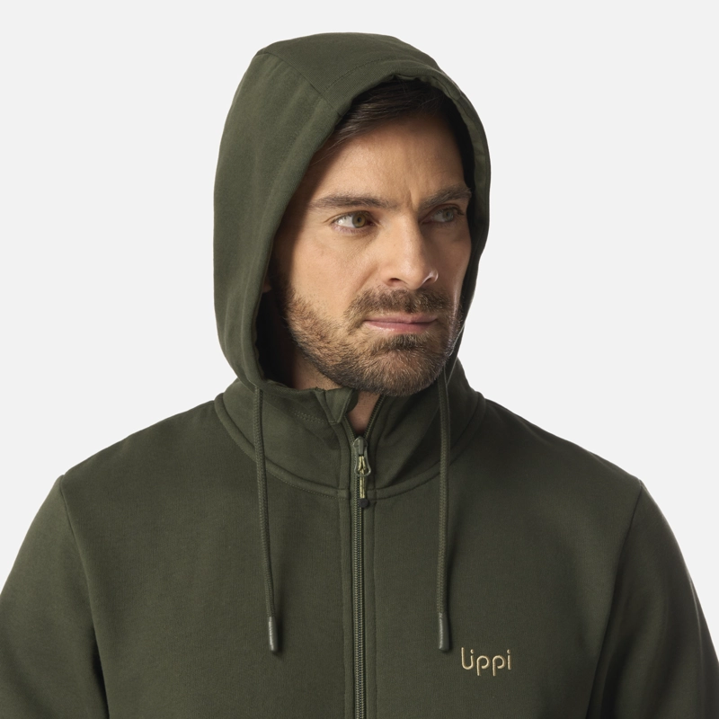 POLERON HOMBRE ULMO FULL ZIP HOODY SWEATSHIRT VERDE MILITAR LIPPI I26 - 4
