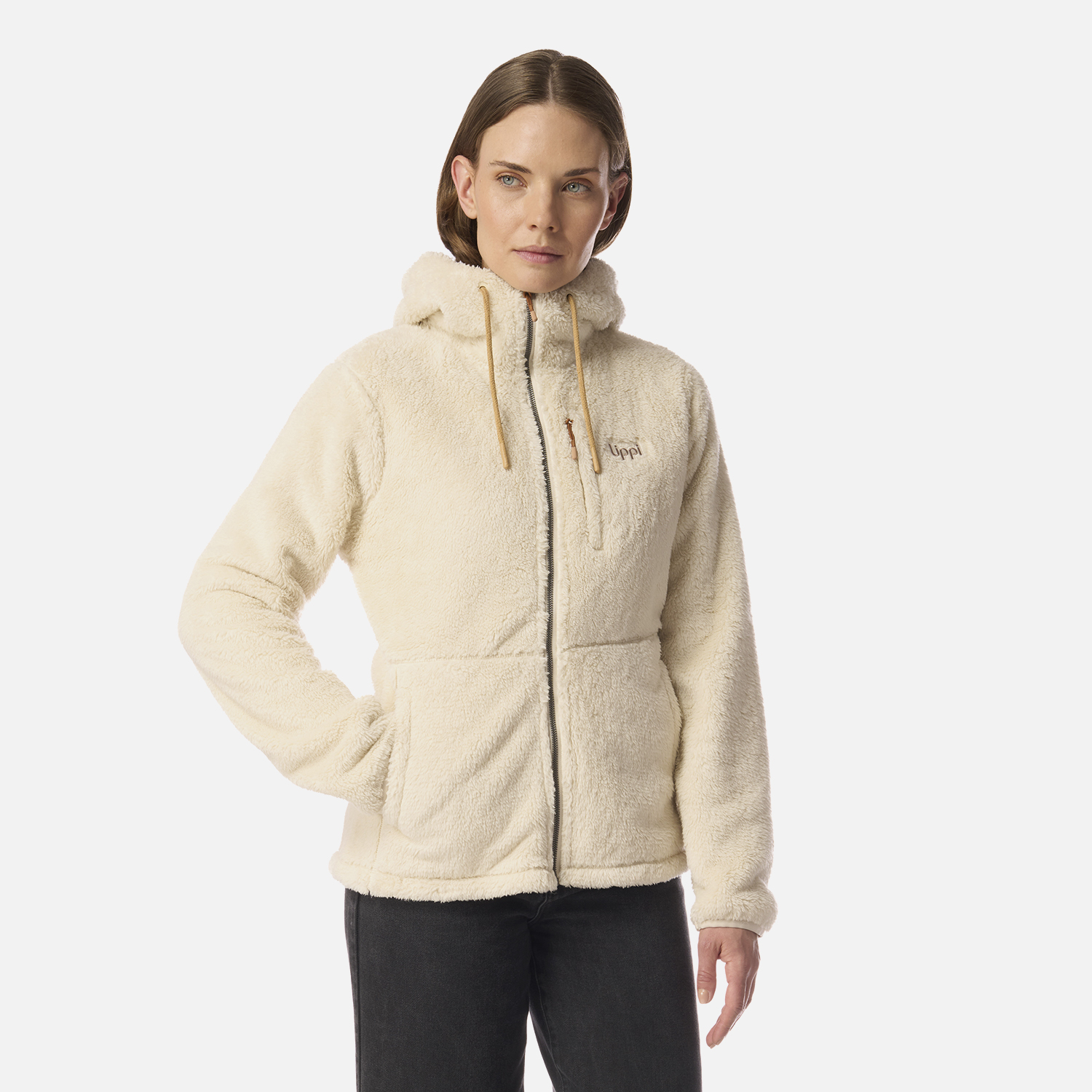 POLAR MUJER BEAR SHAGGY-PRO HOODY JACKET BEIGE LIPPI I26 - 1