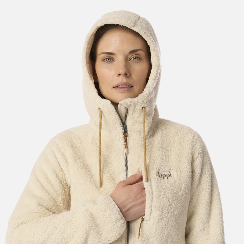 POLAR MUJER BEAR SHAGGY-PRO HOODY JACKET BEIGE LIPPI I26 - 4
