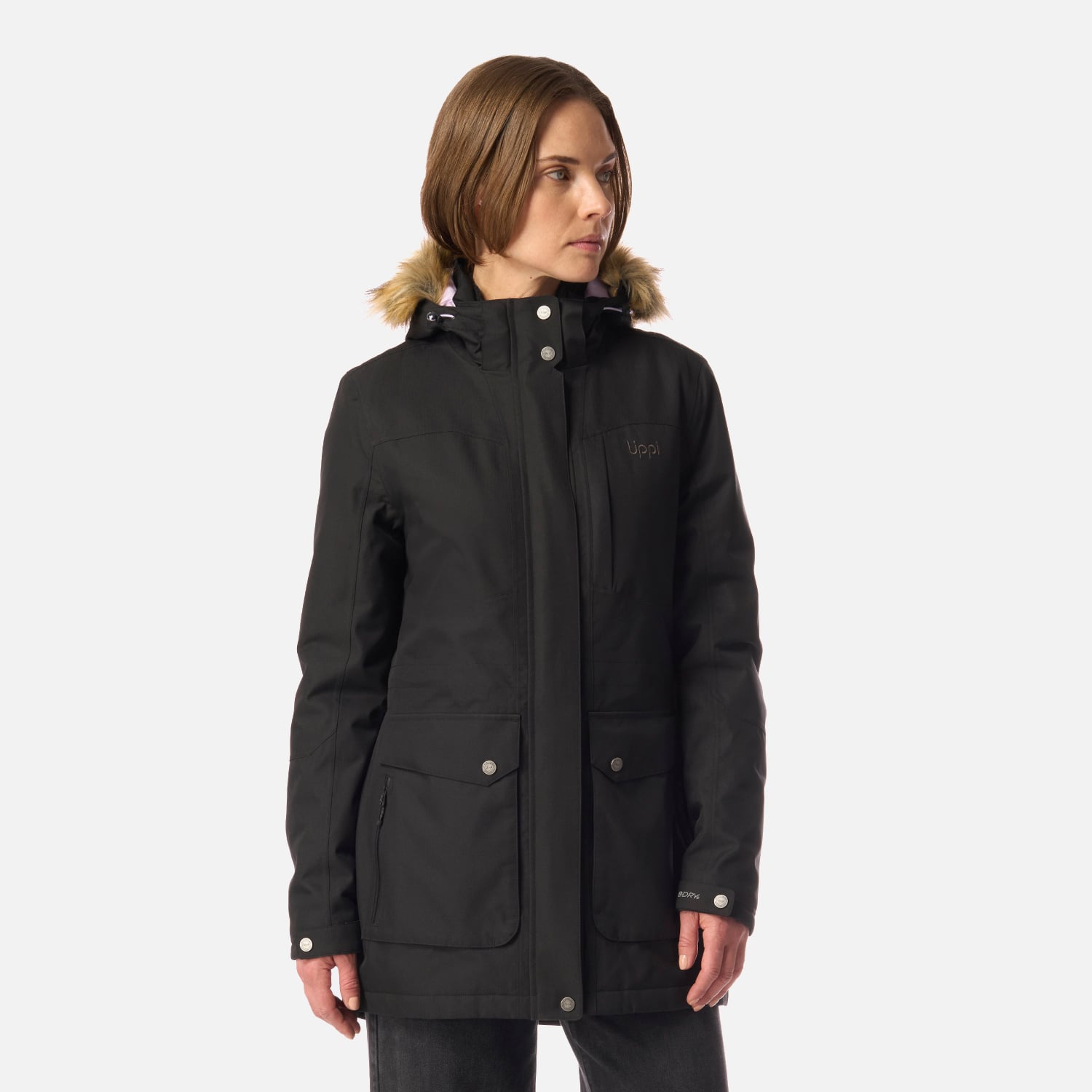 CHAQUETA MUJER ROBLE B-DRY HOODY JACKET MELANGE NEGRO LIPPI I26 - 1