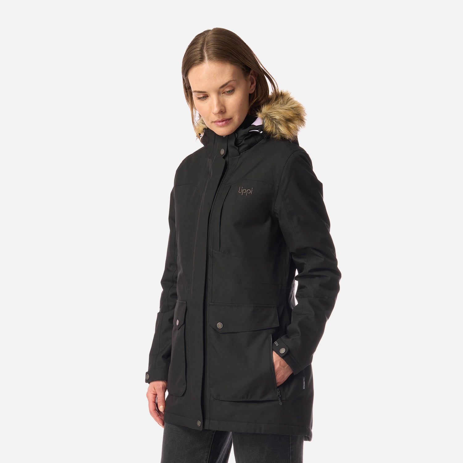 CHAQUETA MUJER ROBLE B-DRY HOODY JACKET MELANGE NEGRO LIPPI I26 - 2
