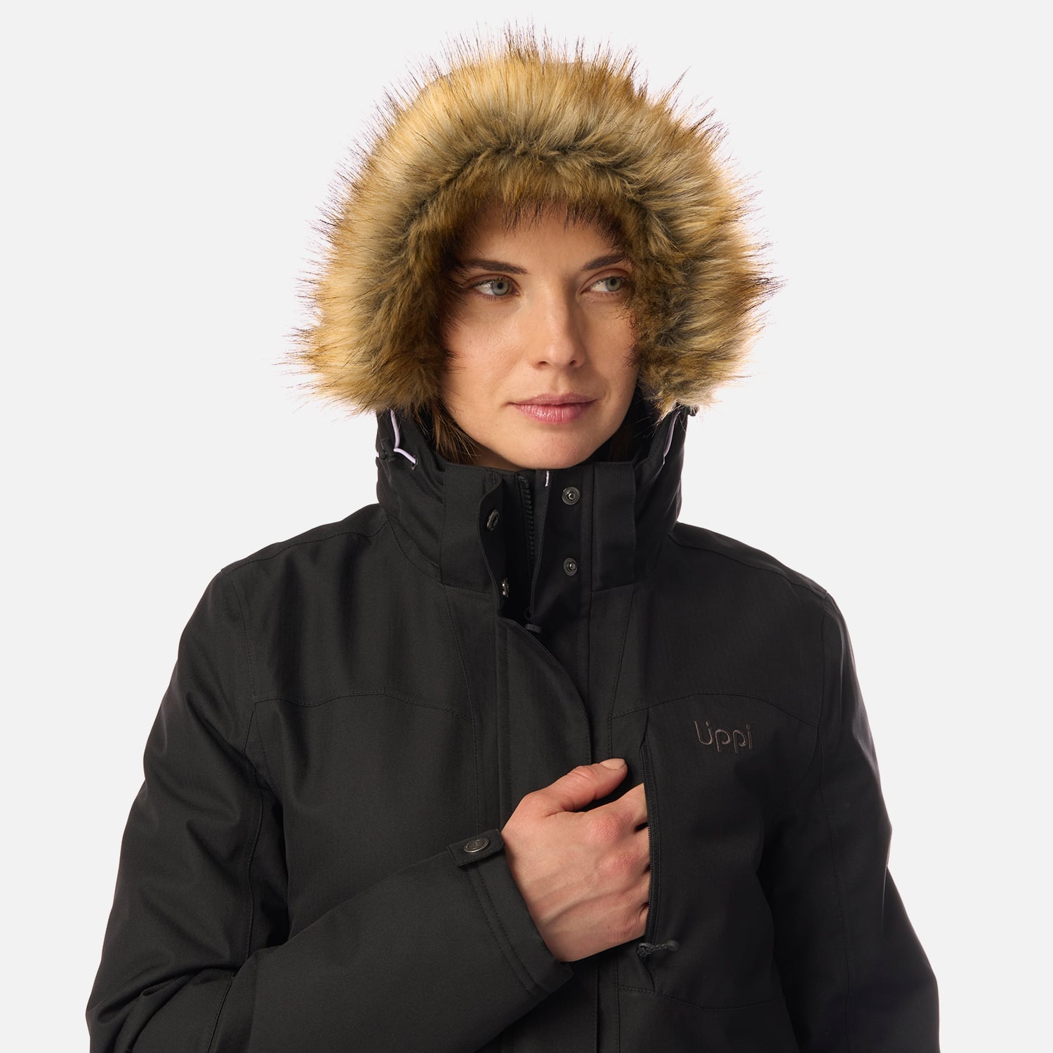 CHAQUETA MUJER ROBLE B-DRY HOODY JACKET MELANGE NEGRO LIPPI I26 - 4
