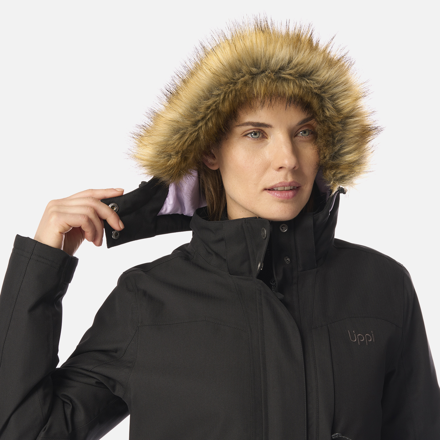 CHAQUETA MUJER ROBLE B-DRY HOODY JACKET MELANGE NEGRO LIPPI I26 - 5