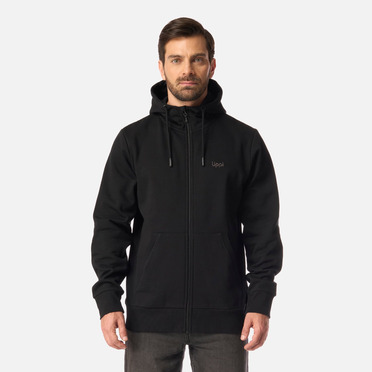 LIPPI POLERON HOMBRE ULMO FULL ZIP HOODY SWEATSHIRT NEGRO LIPPI I26