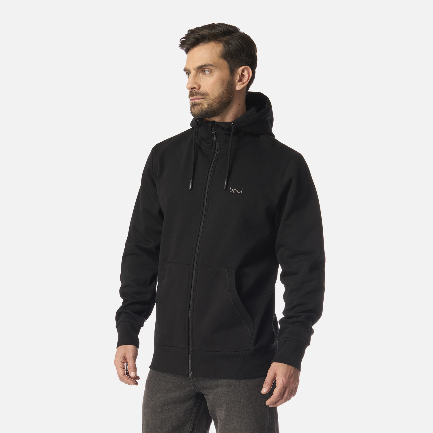 POLERON HOMBRE ULMO FULL ZIP HOODY SWEATSHIRT NEGRO LIPPI I26 - 2