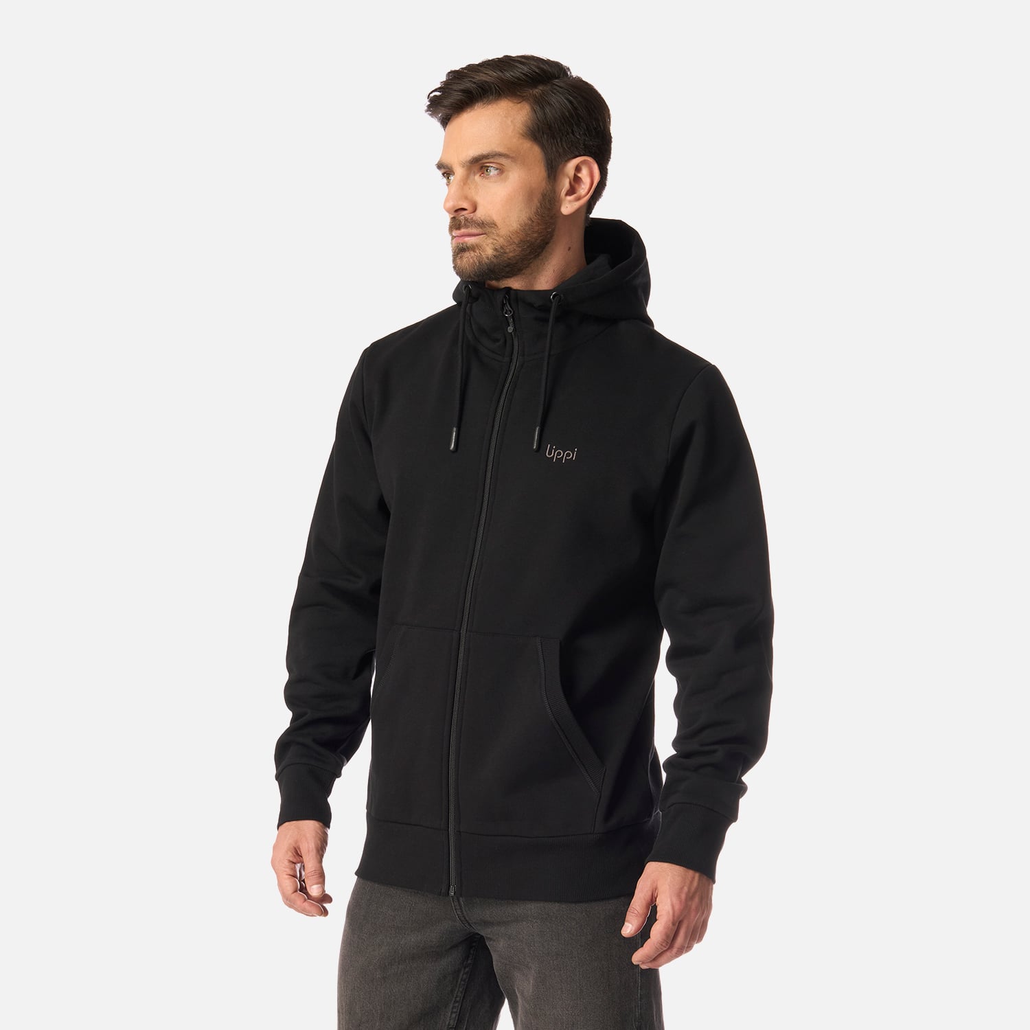 POLERON HOMBRE ULMO FULL ZIP HOODY SWEATSHIRT NEGRO LIPPI I26 - 2
